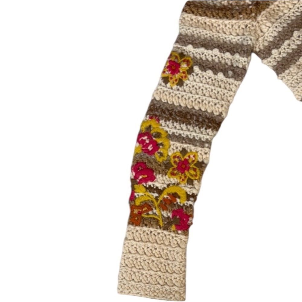 Vintage Anthropologie Y2K Sleeping On Snow Floral Knit Cardigan with Hood Small - Picture 8 of 15